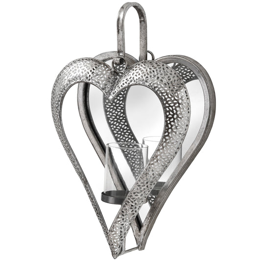 Vintage Silver Heart Tealight Case in Small