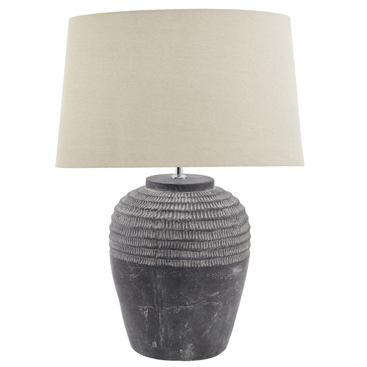 Salerno Stone Grey Chiselled Table Lamp