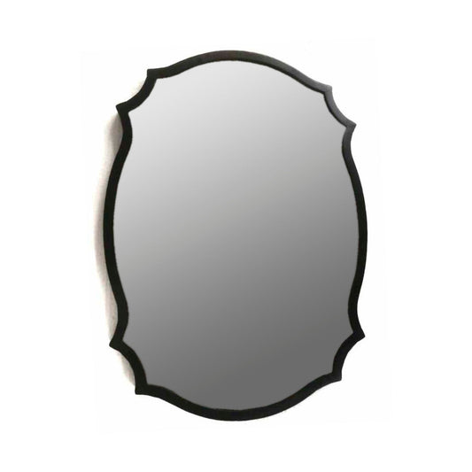 Matt Black Ornate Curved Mirror