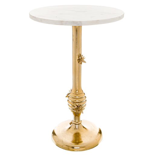 Golden Side Table With Marble Surface