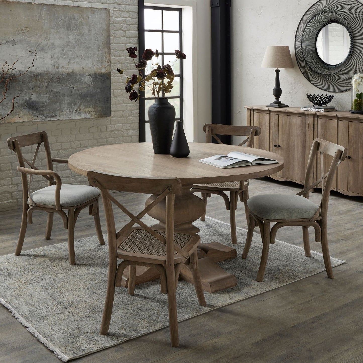 Portia Round Wood Pedestal Dining Table